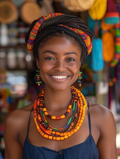 Meio tiro bela mulher africana posando
