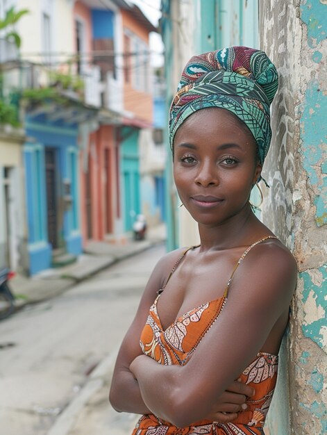 Meio tiro bela mulher africana posando