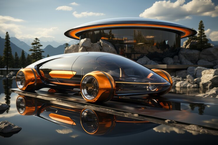 Foto grátis meios futuristas de transporte na cidade ultra-moderna