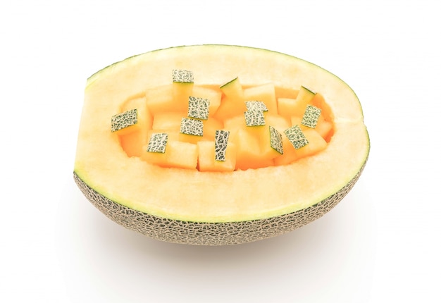 Melão cantaloupe em branco