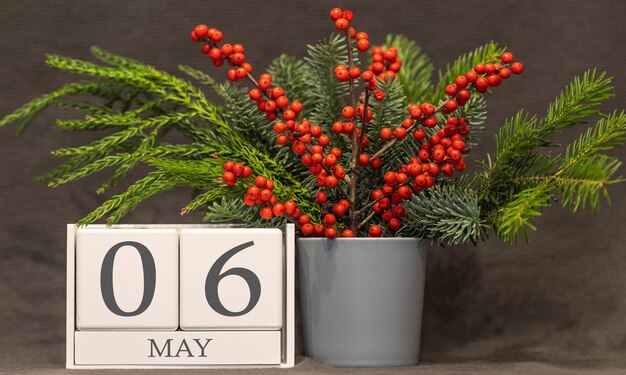 Memória e data importante 6 de maio, calendário de mesa - estação da primavera.