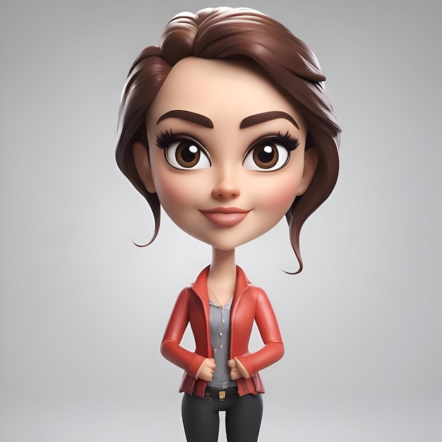 Foto grátis menina bonita com cabelo castanho e casaco vermelho renderização 3d