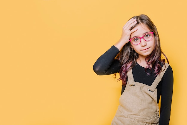 Menina, com, triste, expressão