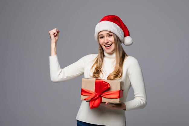 Menina de natal recebeu um presente