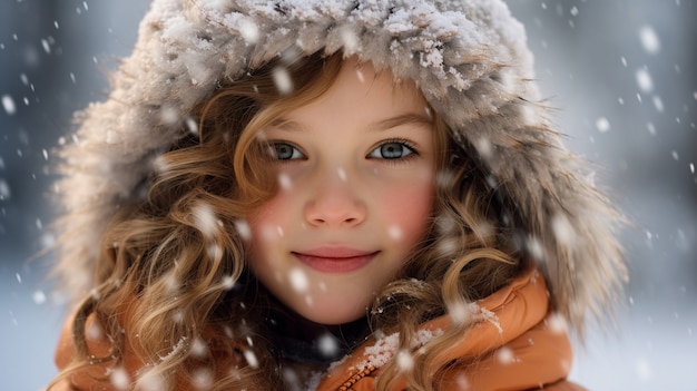 Menina de tom médio posando ao ar livre na estação de inverno