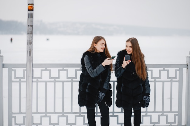 Foto grátis meninas em um parque de inverno