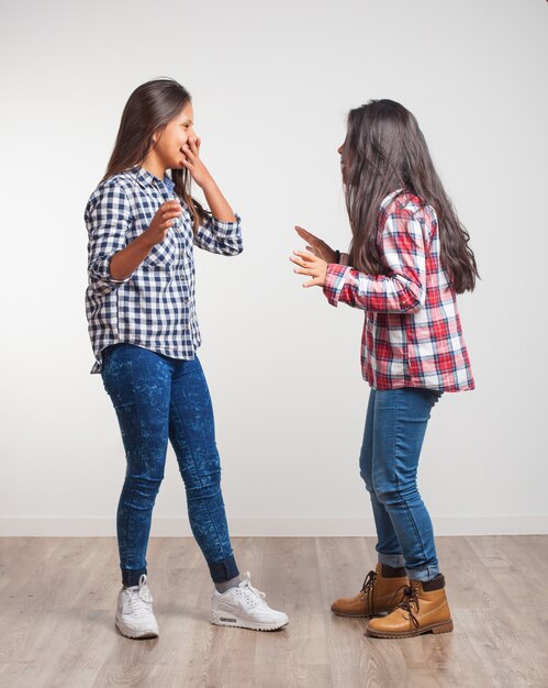 Meninas que falam em pé