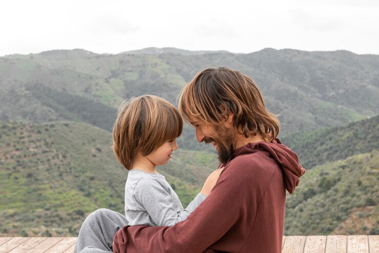 Foto grátis menino com seu pai