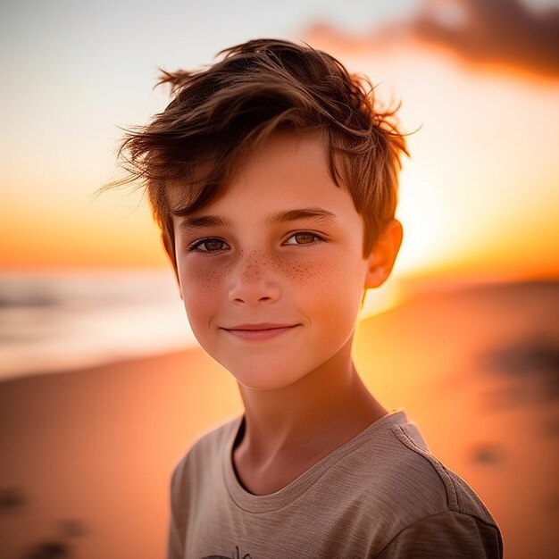 Menino de tiro médio relaxando na praia