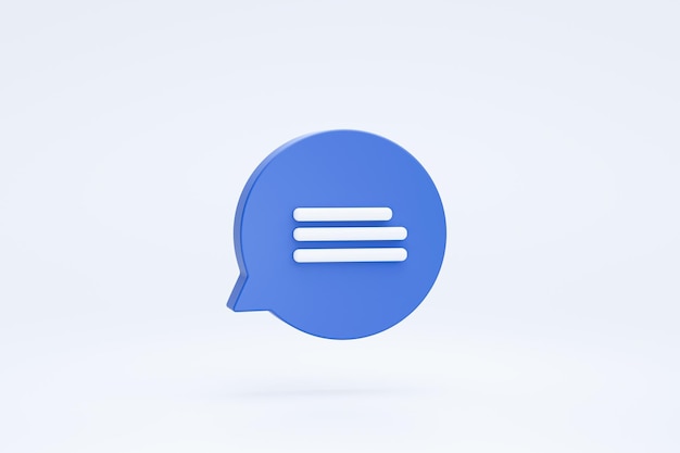 Mensagem de bate-papo comentário sinal de comunicação de mídia social ou ícone de símbolo renderização em 3d