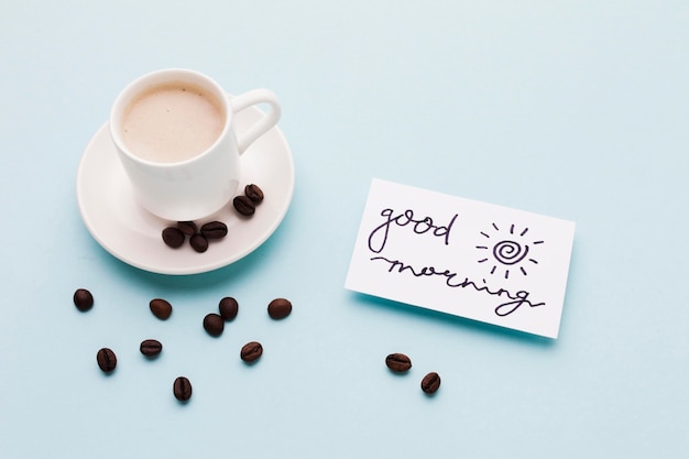 Foto grátis mensagem de bom dia com café