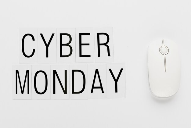 Mensagem de Cyber segunda-feira com mouse branco