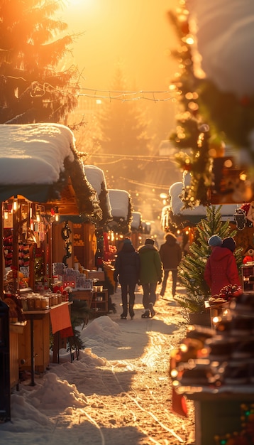 Foto grátis mercado de rua ao pôr-do-sol