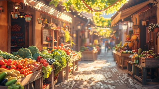 Foto grátis mercado de rua ao pôr-do-sol