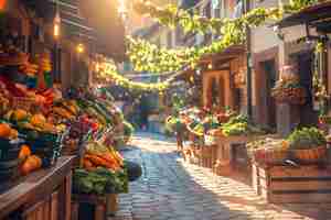 Foto grátis mercado de rua ao pôr-do-sol