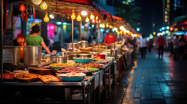 Mercado noturno de comida de rua