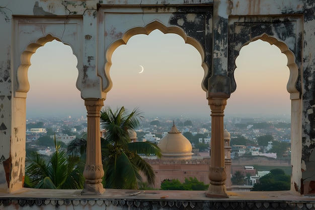 Foto grátis mesquita majestosa para celebração do ano novo islâmico com arquitetura de fantasia