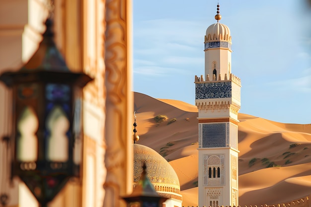 Foto grátis mesquita majestosa para celebração do ano novo islâmico com arquitetura de fantasia