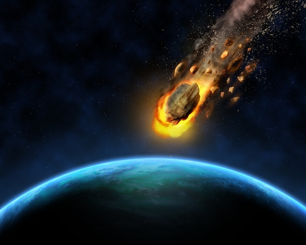 Foto grátis meteorito se aproxima à terra