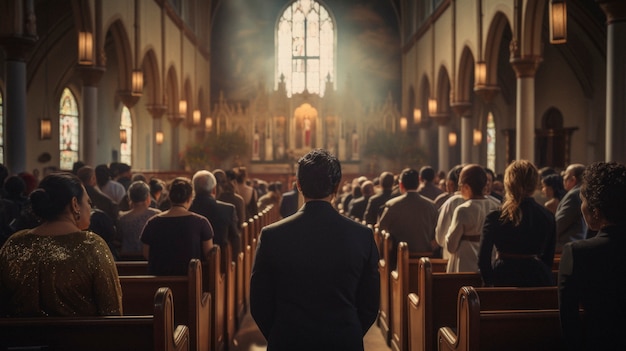 Mexicanos freqüentando a igreja