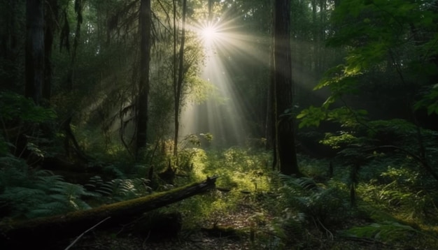 Foto grátis mistério tranquilo da cena da floresta no nevoeiro gerado pela ia