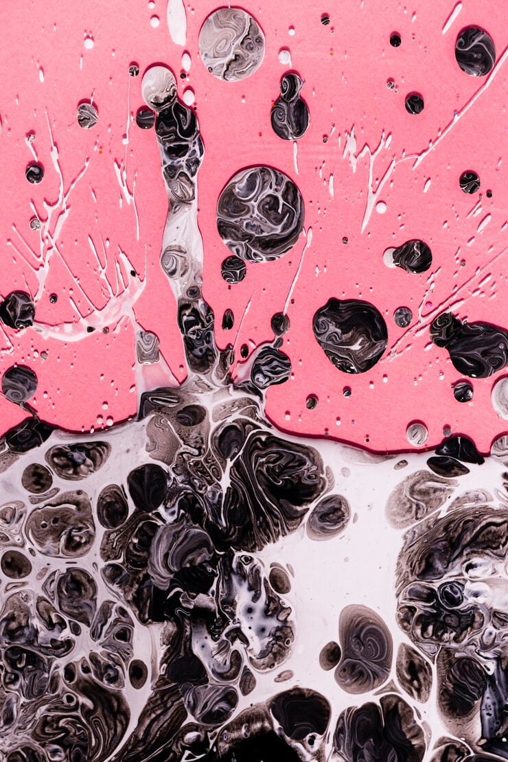 Foto grátis mistura de tinta plana leiga em fundo rosa