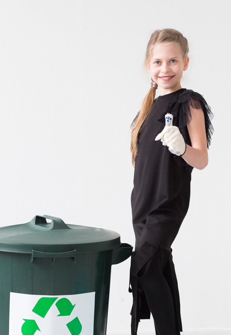 Foto grátis moça positiva feliz reciclar