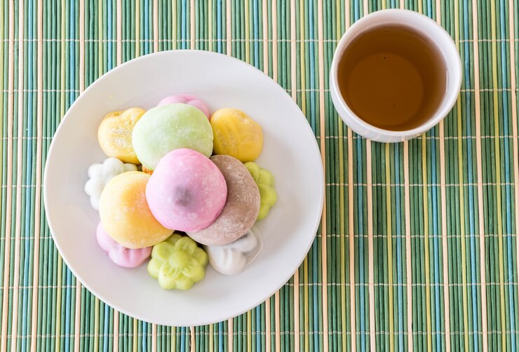 Foto grátis mochi de sobremesa colorida