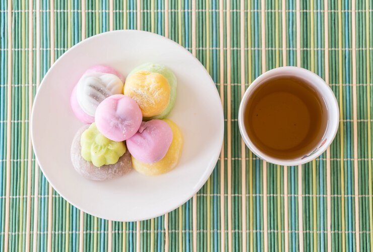 Foto grátis mochi de sobremesa colorida