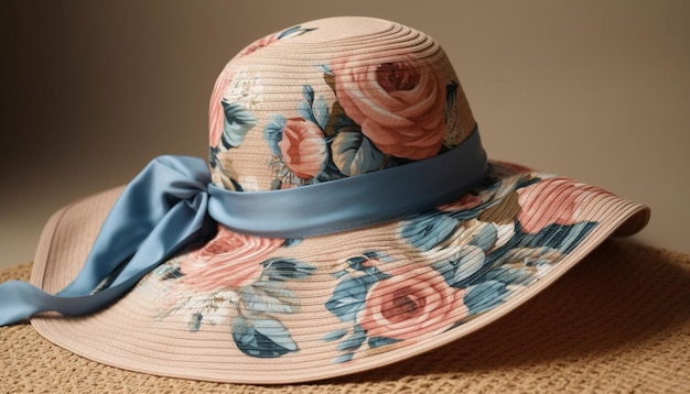 Foto grátis moda de chapéu de palha para elegância nas férias de verão gerada por ia