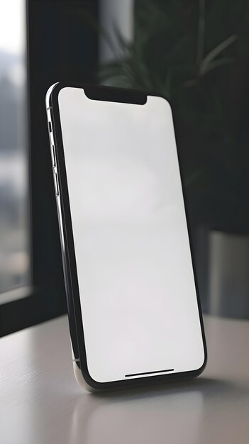 Modelagem de smartphone com tela em branco na mesa na renderização 3D do escritório