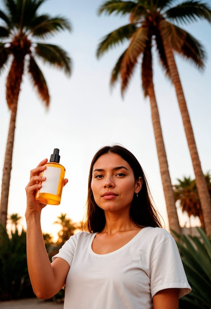 Modelo com produto de beleza sem resíduos