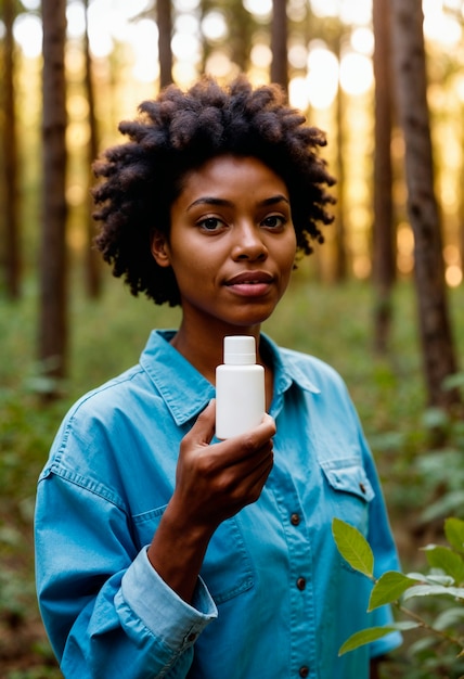 Modelo com produto de beleza sem resíduos