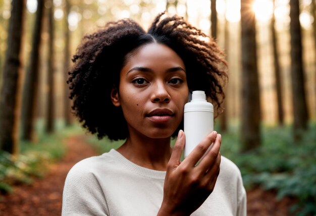 Modelo com produto de beleza sem resíduos