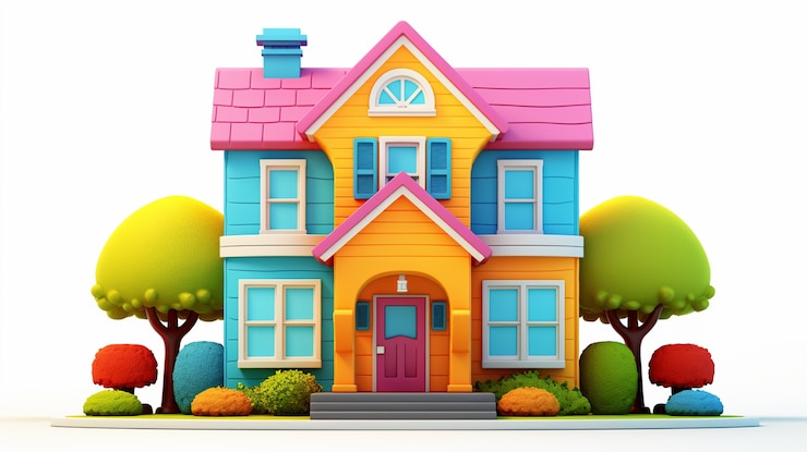Foto grátis modelo de desenho animado para casas residenciais e propriedades
