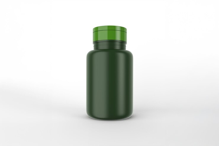Foto grátis modelo de garrafa de suplemento verde