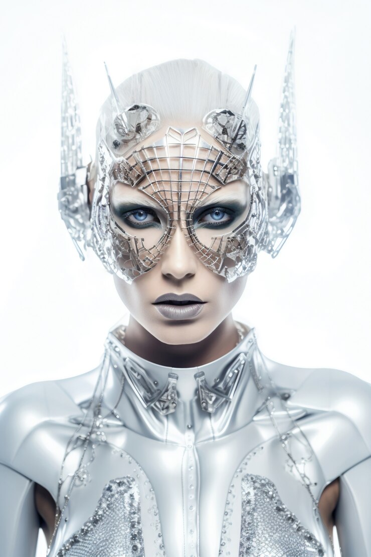 Foto grátis modelo de tiro médio posando com máscara futurista
