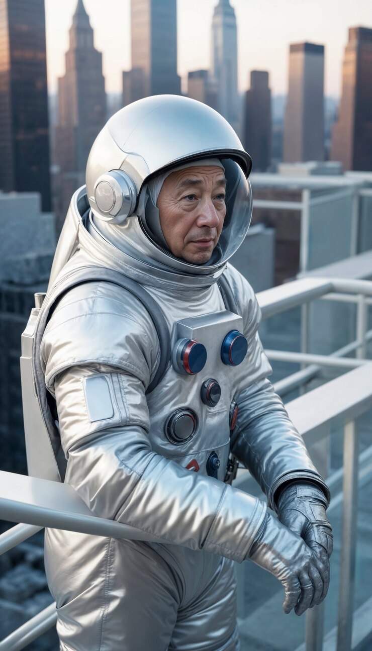 Foto grátis modelo vestindo fato espacial