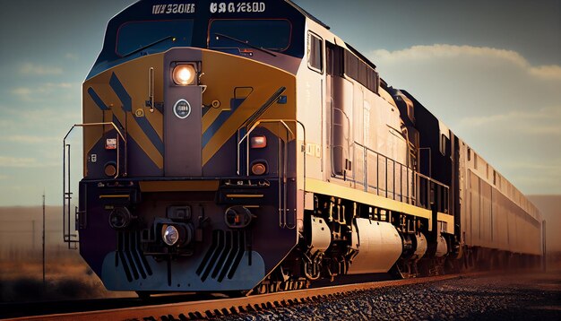 Modo de transporte de trilhos de trem indústria de locomotivas transporte de carga remessa trem a vapor generativo AI