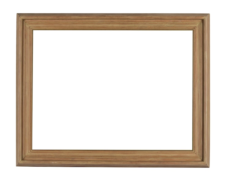 Foto grátis moldura de madeira simples sob as luzes isoladas em um fundo branco