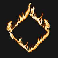 Foto grátis moldura flamejante, forma quadrada, fogo ardente realista