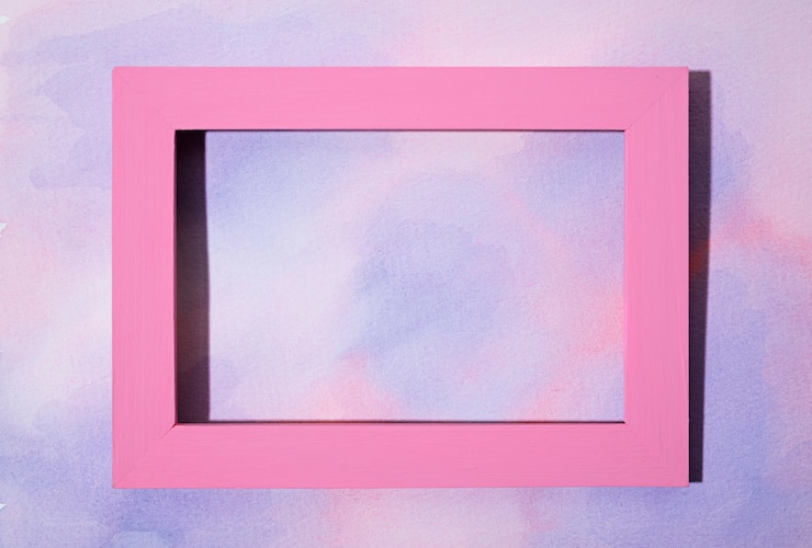 Foto grátis moldura rosa plana leiga no fundo pintado à mão