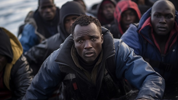 Foto grátis momento capturado durante uma crise migratória com pessoas