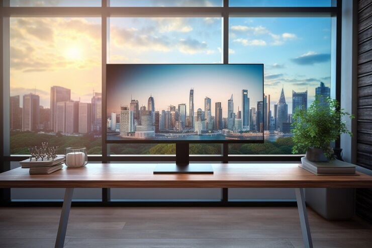 Foto grátis monitor moderno na mesa elegante