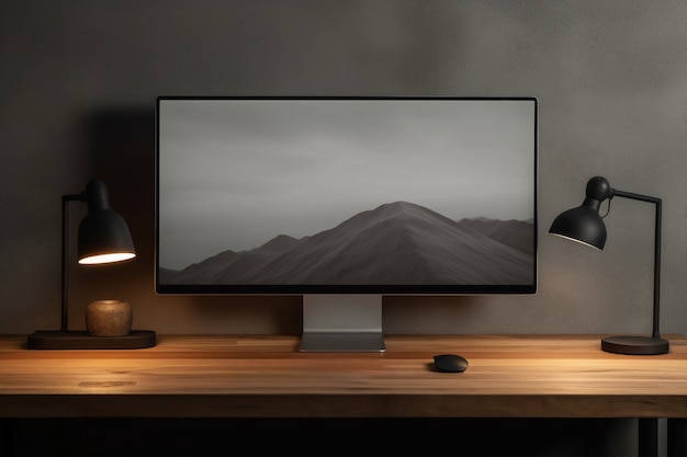 Foto grátis monitor moderno na mesa elegante