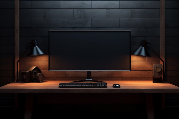 Monitor moderno na mesa elegante