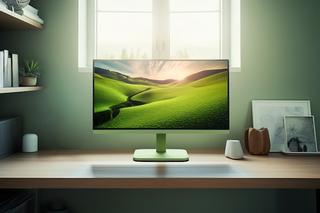 Monitor moderno na mesa elegante