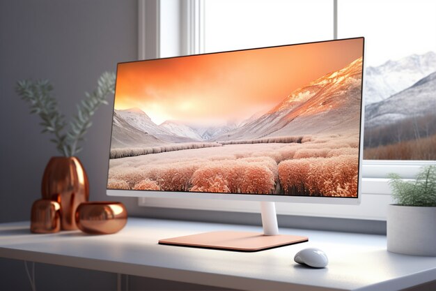 Monitor moderno na mesa elegante