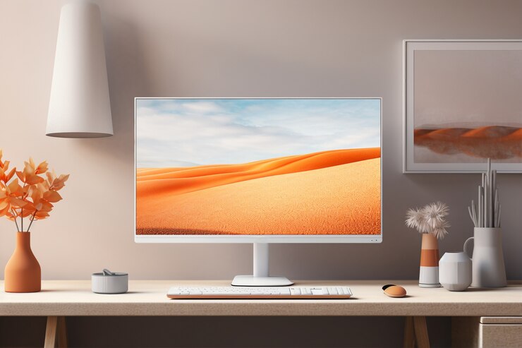 Foto grátis monitor moderno na mesa elegante