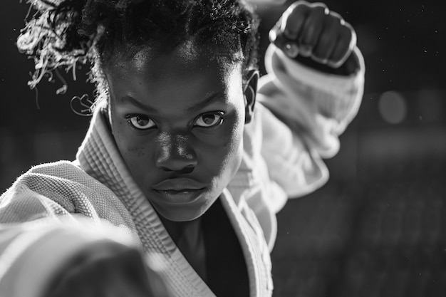 Foto grátis monochrome portrait of athlete competing in the olympic games championship
